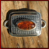 TABRA EMBOSSED RECTANGLE WITH AMBER CONNECTOR CHARM