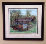 P. BUCKLEY MOSS FRAMED GICLÉE "CONCORD COVERED BRIDGE" LARGE