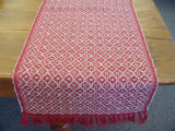 TAN AND RED HONEYCOMB TABLE RUNNER