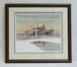 P. BUCKLEY MOSS FRAMED PRINT " CABIN IN THE HILLS "