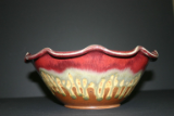 RAY POTTERY RED FLUTED SALAD BOWL