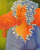HEIDI MAYFIELD " BLUE HAIR WOMAN " ORIGINAL ACRYLIC