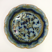 RAY POTTERY " PEACOCK PIE PLATE "
