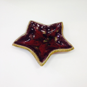 " RAY POTTERY RED STAR SPOON REST "