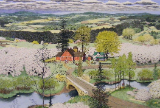 SUSAN HUNT-WULKOWITZ  -  HAND-COLORED ORIGINAL " SPRING - THE ORCHARD "