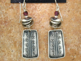 TABRA SILVER RECTANGLES WITH GARNET EARRINGS ON WIRES