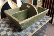 ANTIQUE GREEN WOODEN CONTAINER