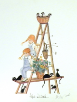 P. BUCKLEY MOSS PRINT " PIGTAILS AND CATTAILS "